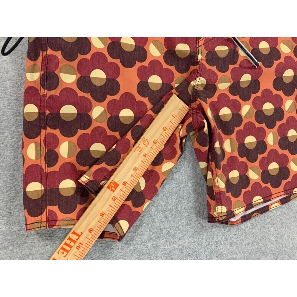 Captain Fin Flower Board Shorts Swim Trunks (Men's Size 28) Red - 8" - Picture 8 of 12